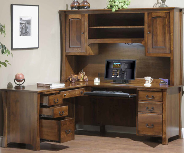 Woodbury L-Desk With Hutch