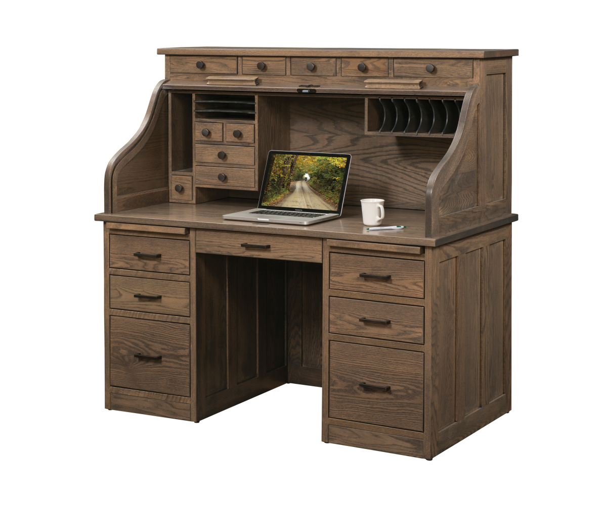 56" Traditional Computer Rolltop Desk - Image 2