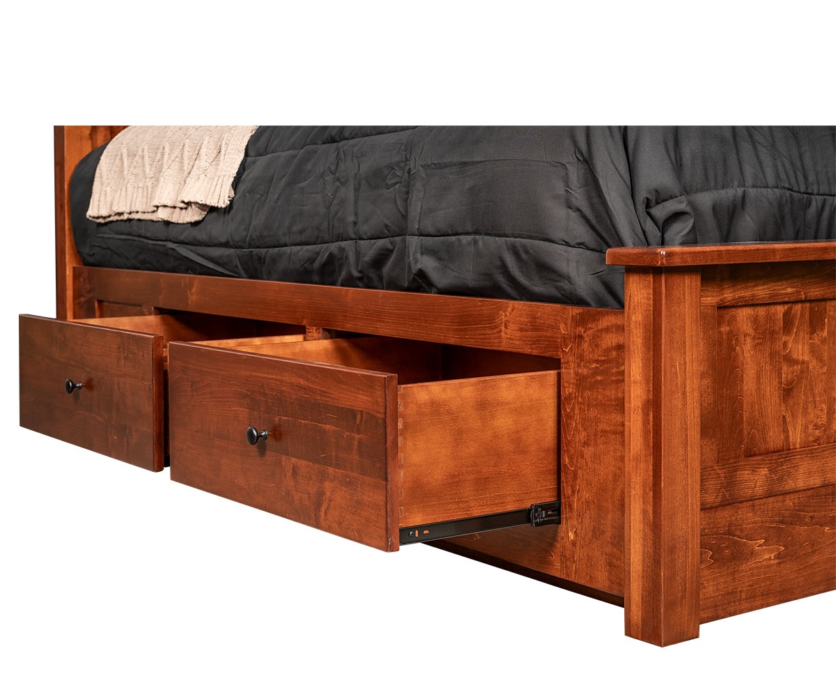 Shaker Panel Bed With Storage Rails - 4 Drawers - Image 2