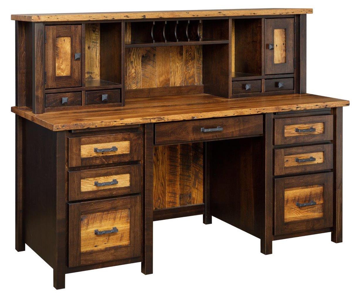 Loft Desk with Computer Hutch