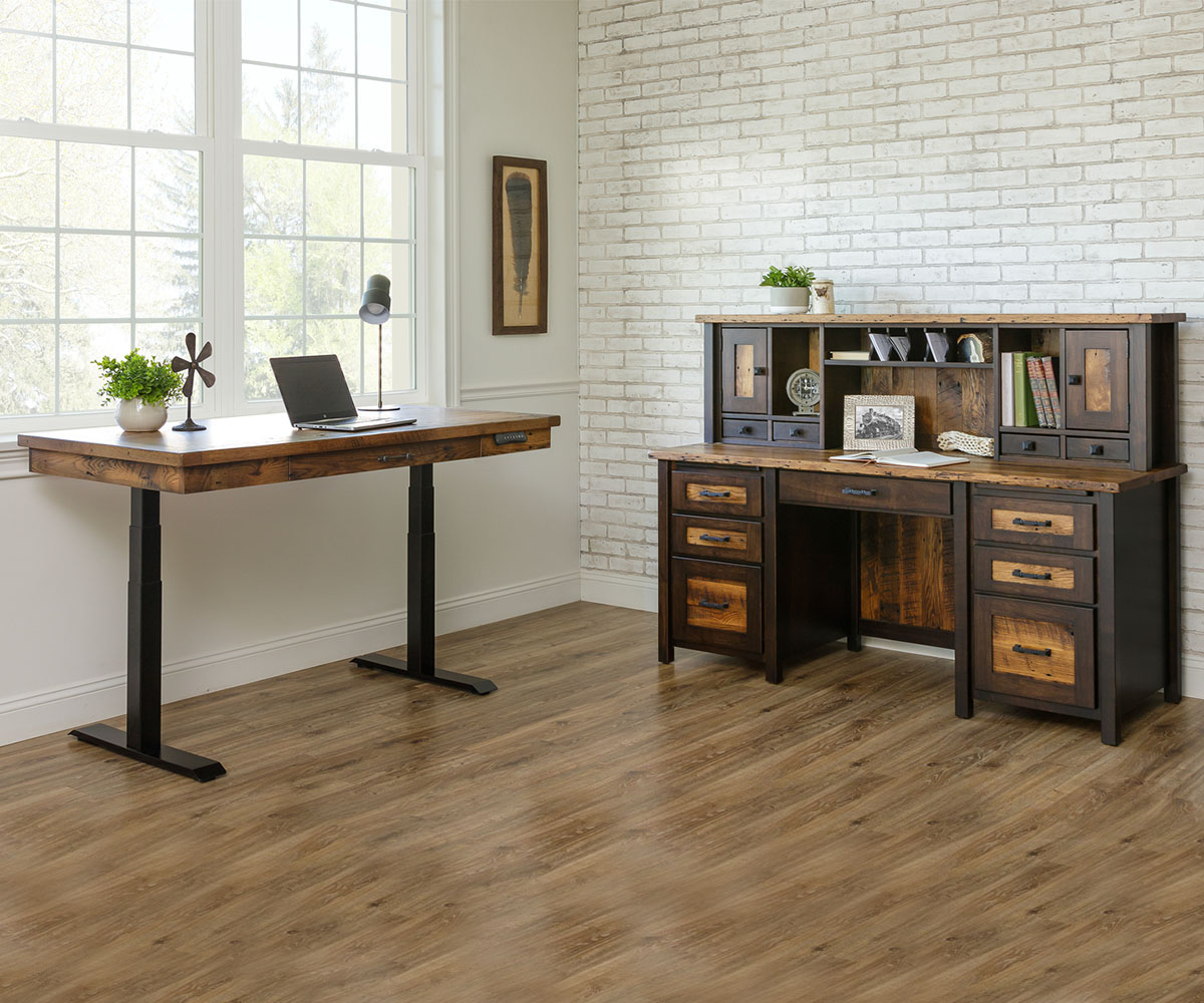 Loft Lift Desk Table with Barnwood Top - Image 2