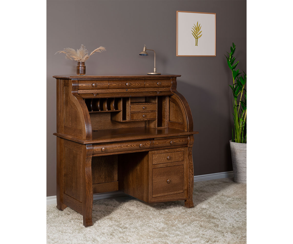 Castlebury Single Pedestal Rolltop Desk - Image 3