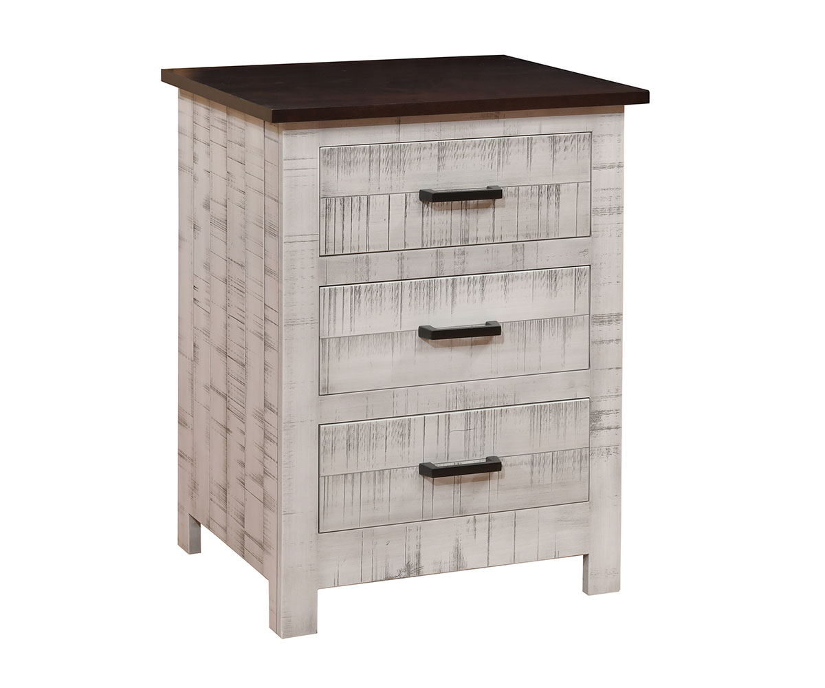Farmhouse 3 Drawer Nightstand