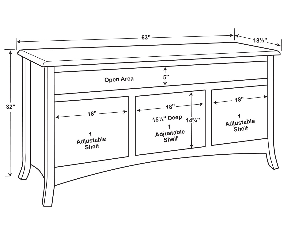 Carlisle Media Stand - 63"W - Image 2