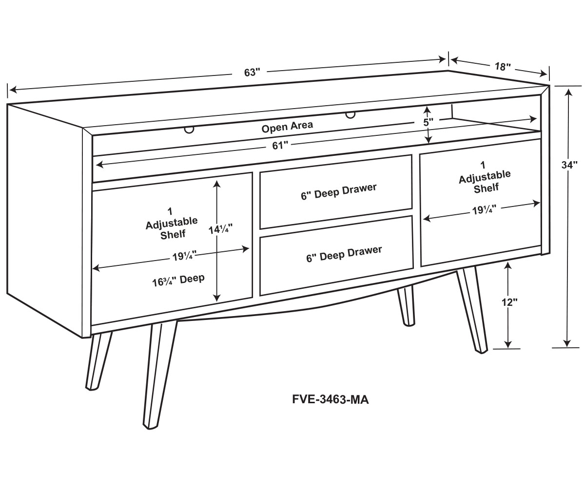 Marina Media Stand - 63"W - Image 3