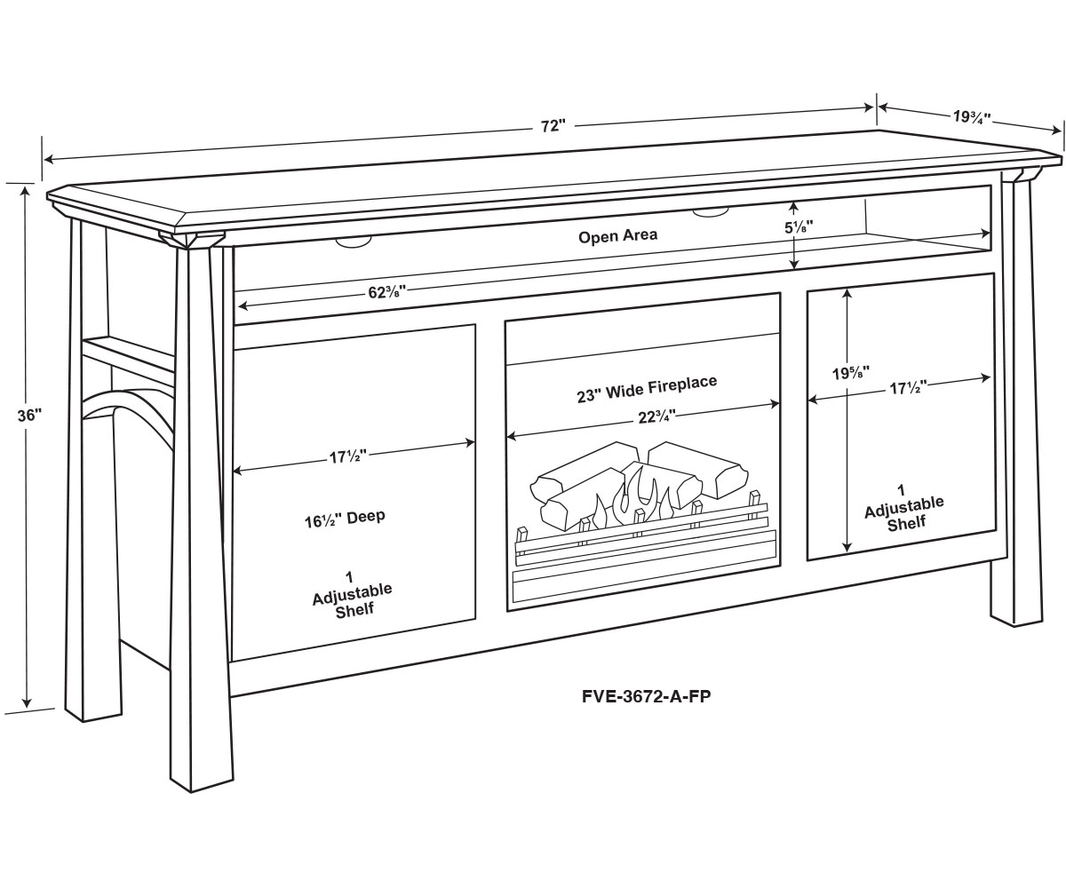 Artesa Media Stand With Fireplace - 72"W - Image 2