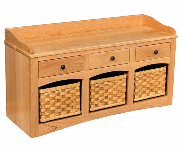 Mission Bench With Baskets and Drawers