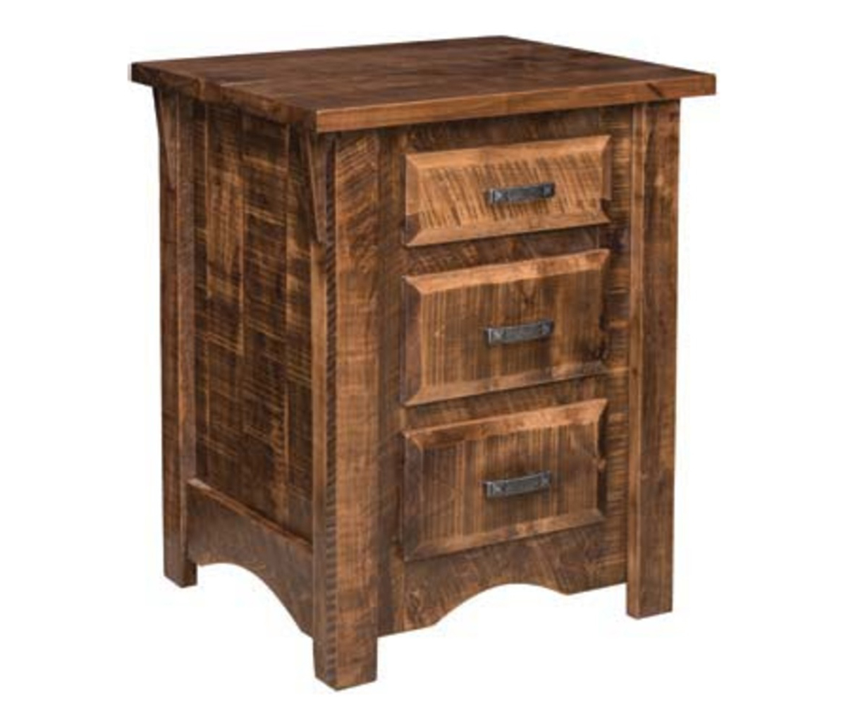 Rough Cut Maplewood 3 Drawer Nightstand