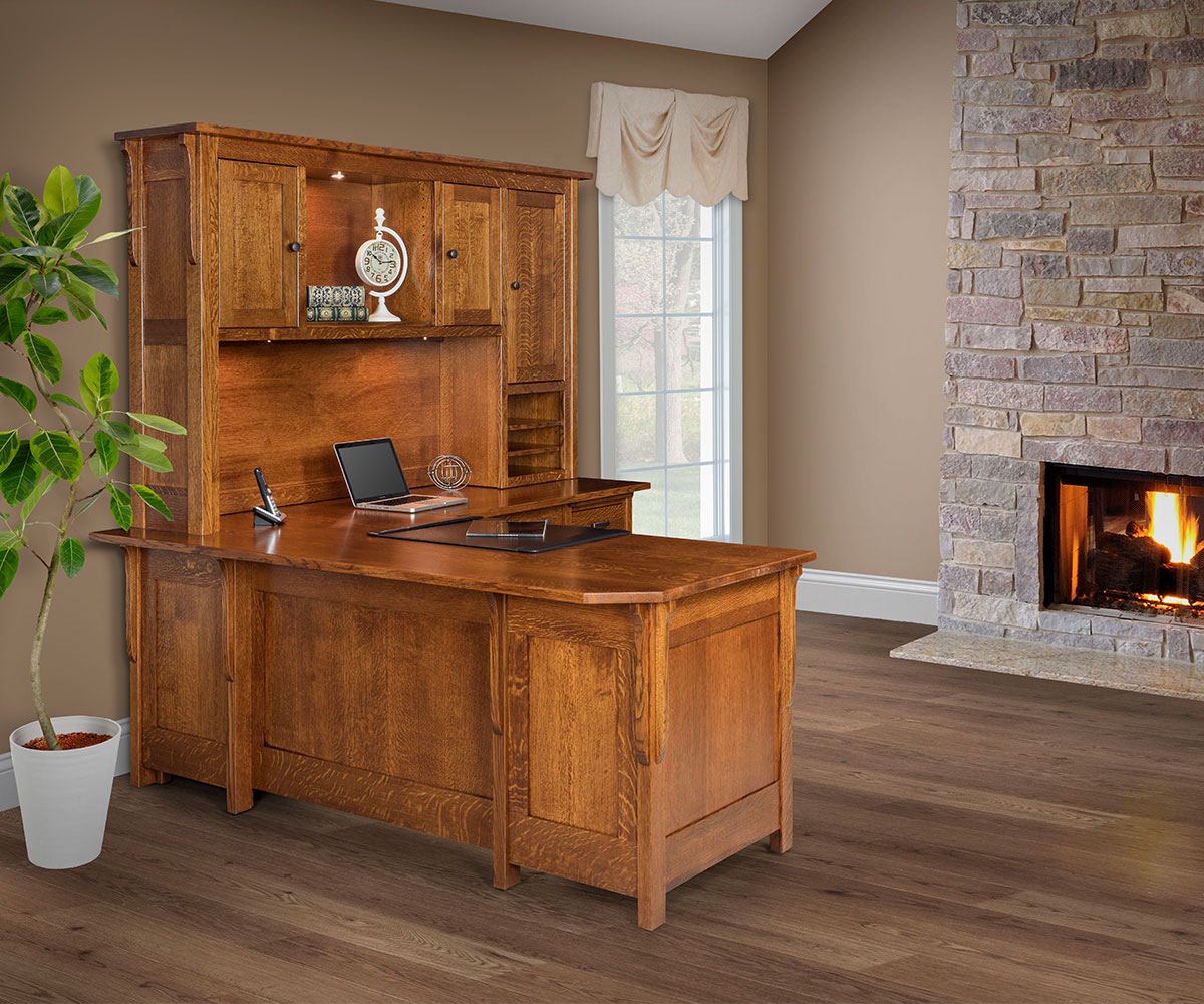 Boston Corner and Return Desk with Hutch - 64"W - Image 7