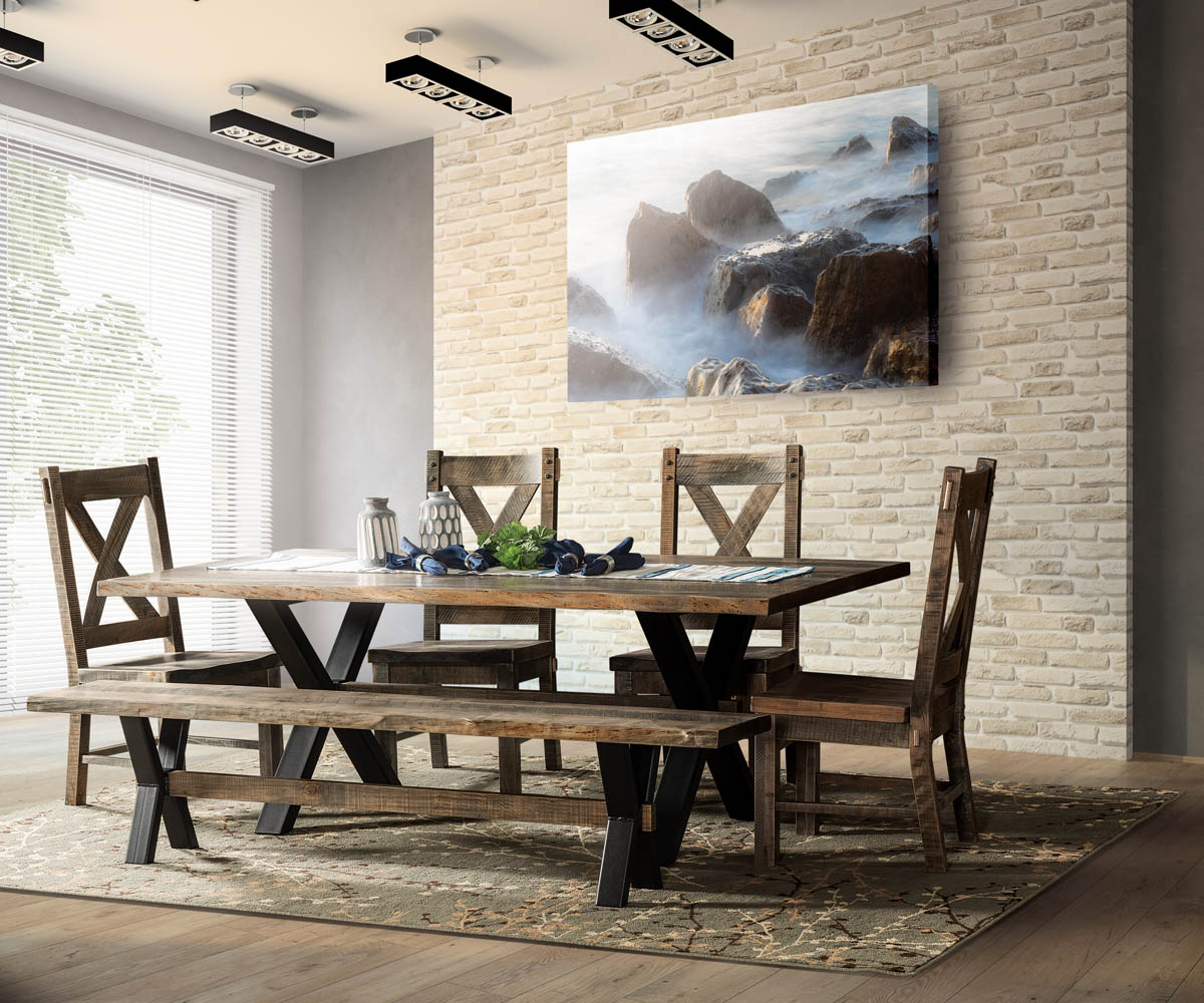 Live Edge Rough Sawn Bench With El Dorado Base - Image 3