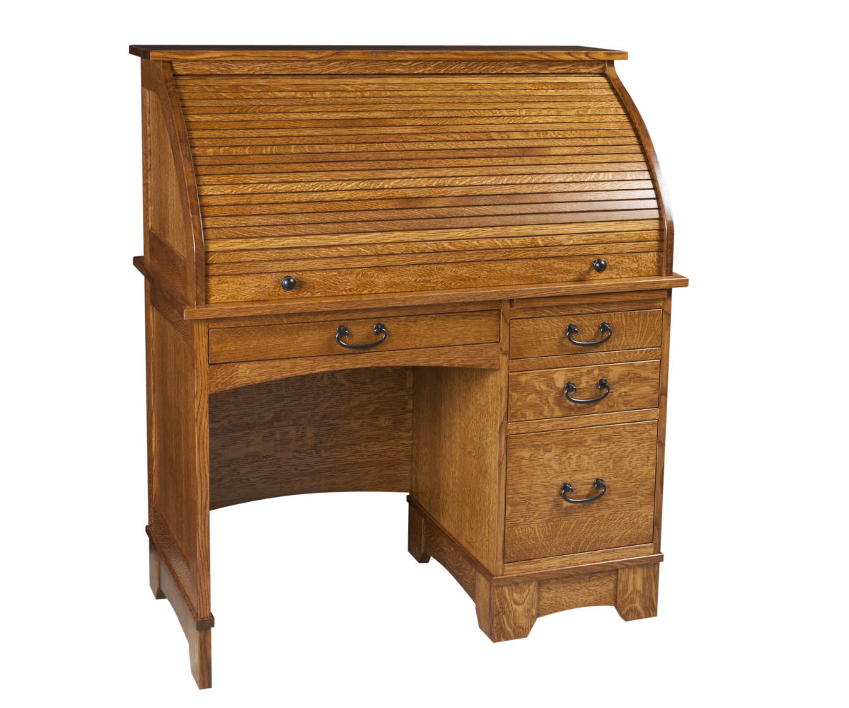 Single Pedestal Noble Mission Rolltop Desk - Image 2