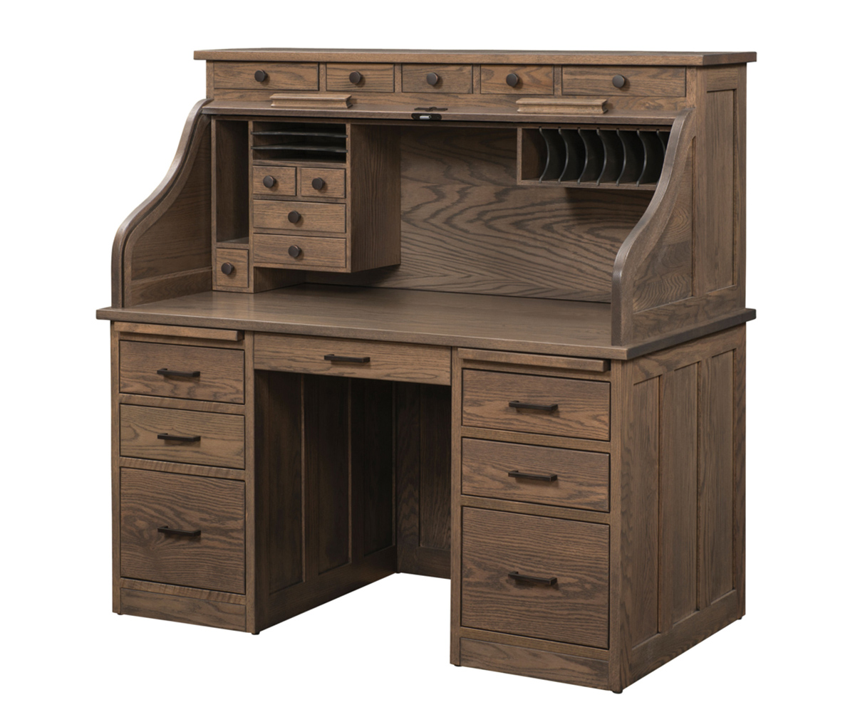 56" Traditional Computer Rolltop Desk