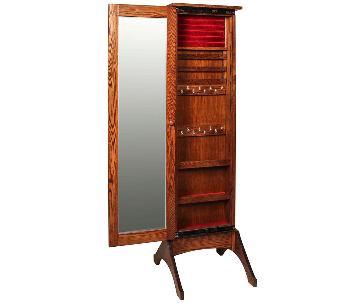 Plain Jewelry Mirror with Sliding Door - Image 2