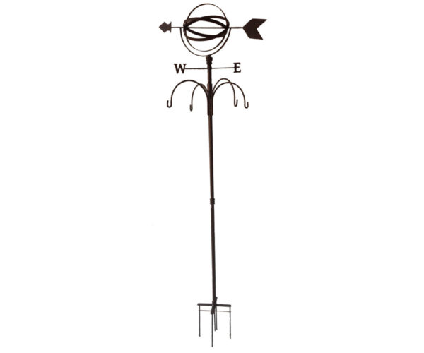 Small 4 Hook Hanger w/ Globe & Weather Vane